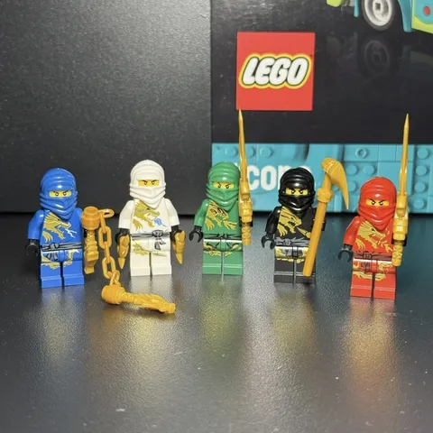 NEW Custom Lego Ninjago DX Minifigures set Cole Zane Kai Jay with Golden Weapons