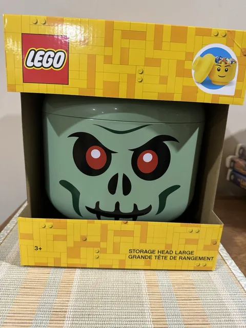 Lego LARGE Green Skeleton Zombie Storage Head Container NEW Halloween Decor
