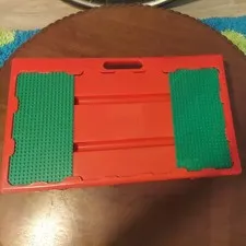 Lego Vintage Table Top Storage Container & Plates For Building Green/Red