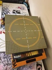 Vintage Lego Base Plate Space Moon Landing Pad Road 32 X 32 Gray Yellow Baseplat