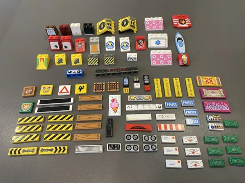 LEGO - LEGO Printed Decorated Brick, Tile Lot Of 103. Decorated Pieces
