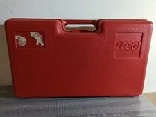 1980s Lego Red Carrying Case filled with Various Pieces Vintage Heads