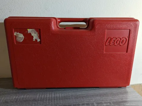 1980s Lego Red Carrying Case filled with Various Pieces Vintage Heads