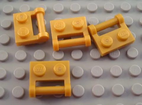 LEGO Lot of 4 Pearl Gold 1x2 Bar Handle Plates