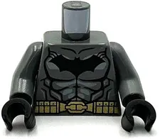 Lego New Minifig Torso Batman Logo Muscles Light Bluish Gray Shadow Gold Belt