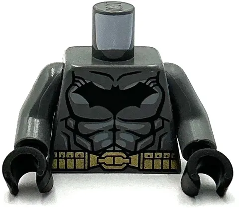 Lego New Minifig Torso Batman Logo Muscles Light Bluish Gray Shadow Gold Belt
