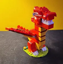 LEGO Red Dragon Assembled Model Build Figure Red/Yellow Plastic Dragons