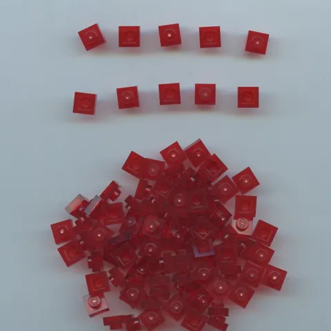 LEGO x 100 Trans-Red Plate 1 x 1 bulk lot 3024