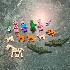 LEGO Minecraft Minifigure Lot Steve Creeper Zombie Pigman Animals