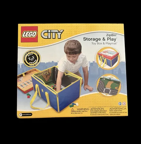 Lego City Zip Bin Storage And Play Toy Box And Playmat Fabric Quick Clean Up New
