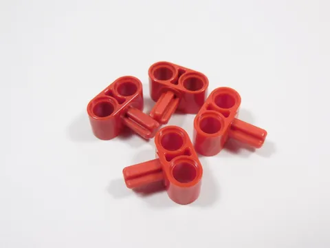 LEGO Lot of 4 Red Technic Axle Pin Perpendicular 2L w/ Axle S6