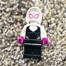 LEGO Marvel Spider-Gwen Ghost-Spider Minifigure White Hood Black Outfit