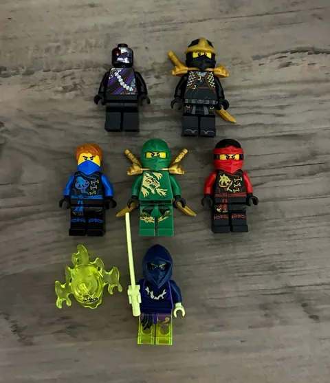 LEGO NINJAGO Lloyd Minifigure Lot 6 Figures w/ Weapons + Green Ghost Piece