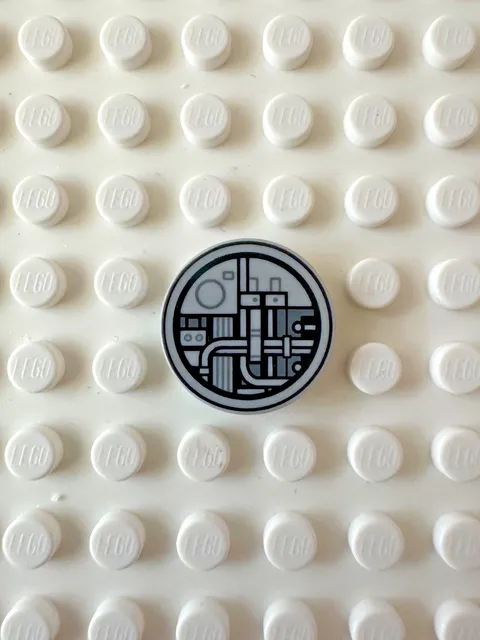 LEGO Tile, Round 2x2 Dark Bluish Gray SW Millennium Falcon Conduits 14769pb669