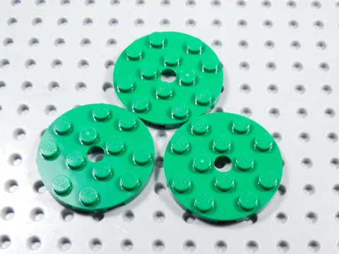 LEGO Lot of 3 Green 4x4 Round Plates BM