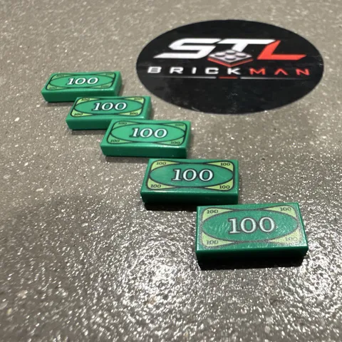 LEGO Green Printed 100 Dollar Bill Money Tile Pieces Part Lot of 5, Ships FREE!!