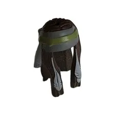 LEGO - Minifig, Headgear Hair Long with Feathers & Olive Bandana - Dark Brown