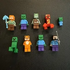 Lot Of 9 Lego Minecraft Minifigures, Various Minifigure Toys
