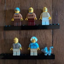 LEGO Grandma & Grandpa Minifigure Lot 5 Grandparents Including Grey Cat Figure