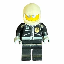 LEGO City Police Officer Minifigure Leather Jacket White Helmet CTY0027 No Visor
