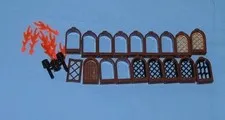 LEGO Castle Potter Arched Reddish Brown Windows, Orange Flame Lot