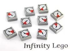 10 LEGO Light Grey Printed Tile 1 x 1 Pressure Gauge Instrument 83484, 10 Pieces