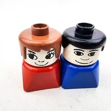 Vintage Lego Duplo Square Base People Figures Woman Girl Man Boy