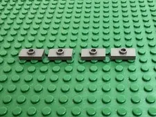 4x LEGO Old Dark Gray Plate Modified 1 x 2 with 1 Stud Top No Groove #3794a