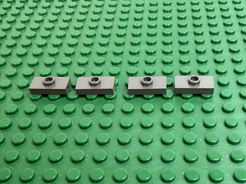4x LEGO Old Dark Gray Plate Modified 1 x 2 with 1 Stud Top No Groove #3794a