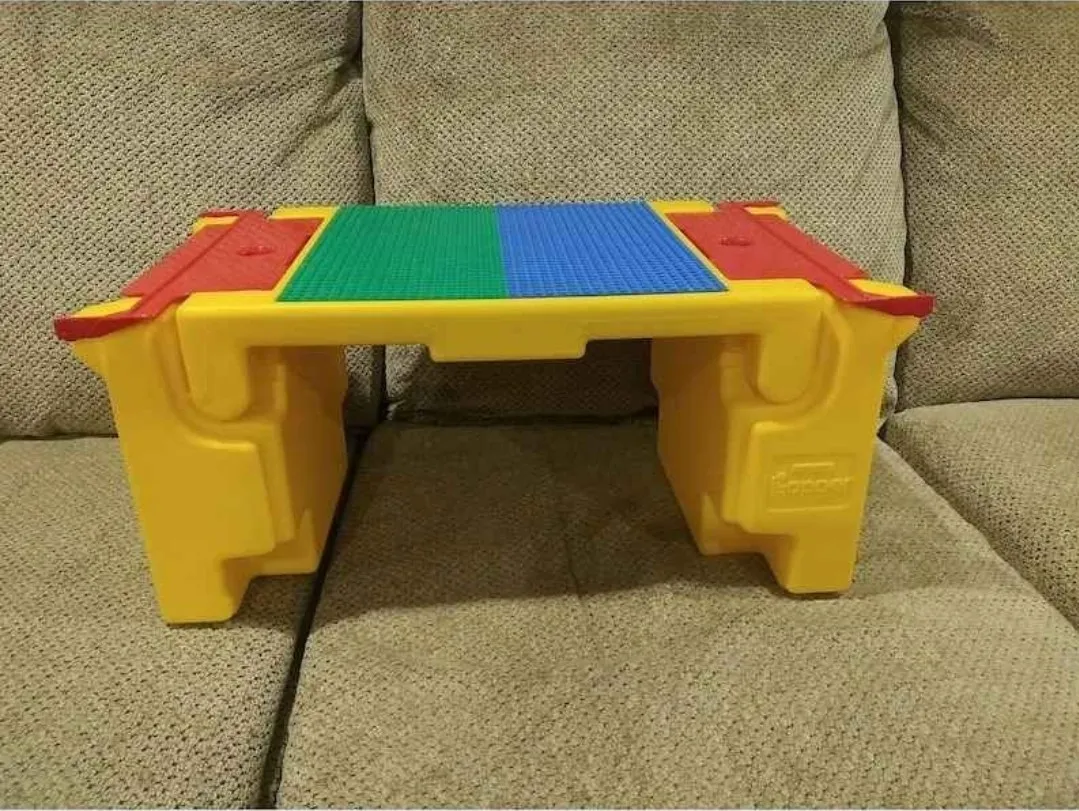 VINTAGE LEGO Storage Container Table Yellow Red Blue Green Plastic Portable