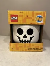 LEGO Skeleton Halloween Storage Mini Figure Head White SMALL Stackable Container