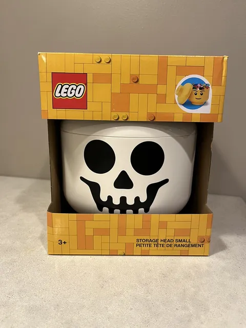 LEGO Skeleton Halloween Storage Mini Figure Head White SMALL Stackable Container
