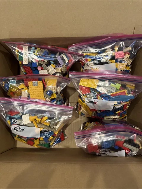 LEGO Bulk Lot 15 lbs — Includes 2 Large Gray Baseplates, Mixed Bricks & Parts