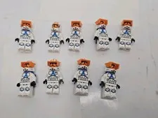 LEGO Minifigs Lot 9 White/Blue Armor Clone Trooper Figures w Orange Helmets L1