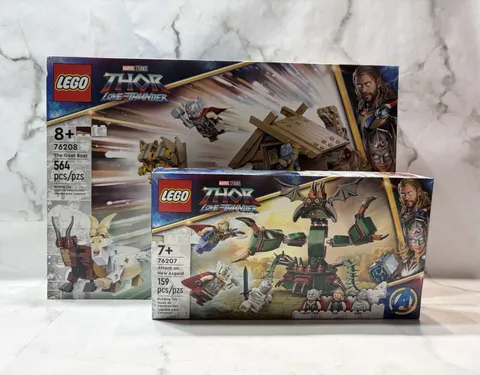 LEGO Marvel Bundle (2) Sets - The Goat Boat 76208 & Attack on New Asgard 76207