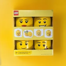 LEGO® Storage Head - Mini - Set of 4 Girl Boy Winking Silly New Boxed 