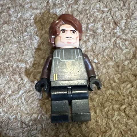 LEGO Plastic Minifigure Dark Gray Torso, Brown Hair, Black Legs