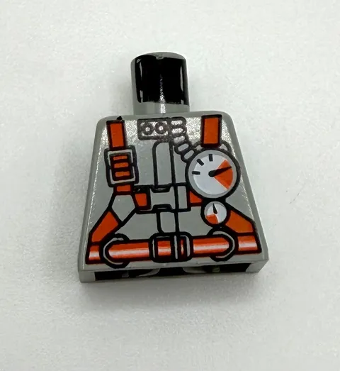 LEGO Torso Fire Shirt with Gauge, Neon Red Belt and Straps Pattern inv.657