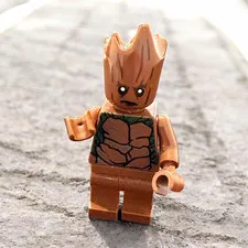 LEGO Groot Minifigure Tree Creature Figure Brown w/ Green Leaf Chest Print