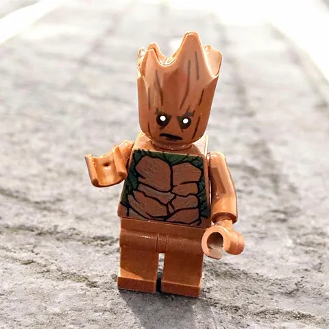 LEGO Groot Minifigure Tree Creature Figure Brown w/ Green Leaf Chest Print