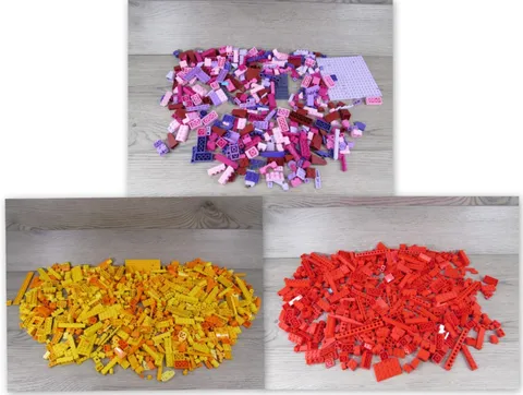 Lego Bulk 4+ Pounds Assorted Pieces Parts Red , Yellow, Purple Sorted 66 Oz