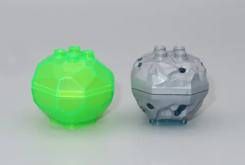 Lego lot 2 Rock 4x4 boulders trans bright green flat silver crystal blue