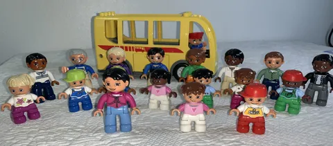 LEGO Duplo Figures People Children Bus Town School