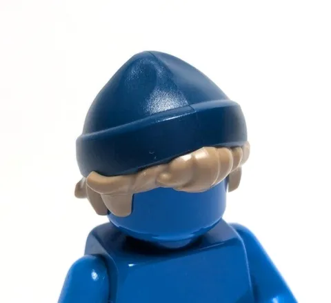 Lego - Minifigure Hair - Dark Blue, Hat Beanie, Tan Blonde Hair