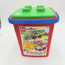 LEGO SYSTEM 1796 FREESTYLE Tub Lot 641 Pc Bucket Poster 3.44 Lbs