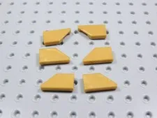 LEGO Lot of 6 Pearl Gold 1x2 Curved Wedge Smooth Tiles Plates LEFT AND RIGHT BN