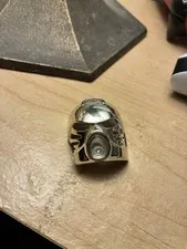 LEGO Bionicle Mask Tahu Kanohi Hau In Chrome Part 32505 Silver *Damage* Rare