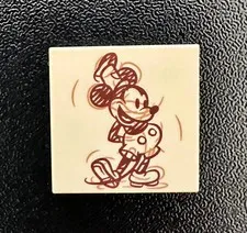 New LEGO Mickey Mouse Drawing Sketch 2x2 Printed Tan Tile Smooth Shoes Shorts