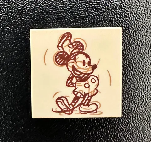 New LEGO Mickey Mouse Drawing Sketch 2x2 Printed Tan Tile Smooth Shoes Shorts