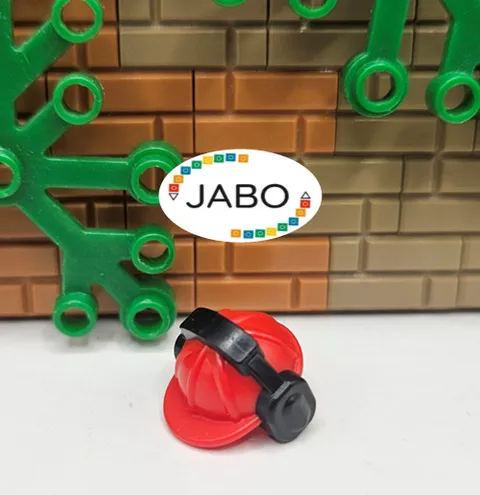 ( S11 /25/ 6 ) Lego 18899pb01 Helmet Construction Helmet Ear Protectors Red